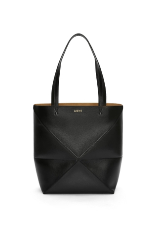 Túi LOEWE Puzzle Fold Tote in shiny calfskin black