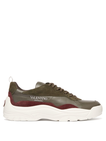 GIÀY VALENTINO  Gumboy chunky leather and suede trainers