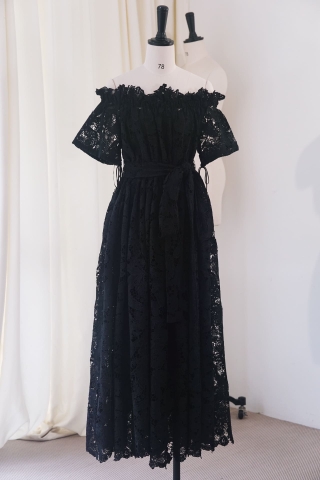 ĐẦM DIOR REN MÀU ĐEN BLACK LONG DRESS High Classy