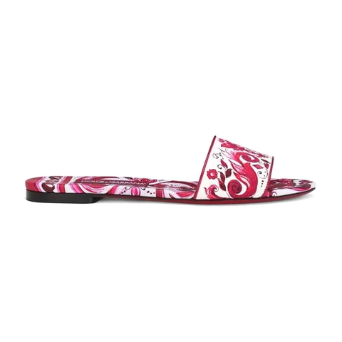 DÉP Dolce Gabbana D&G Women Printed Canvas Slides-Red