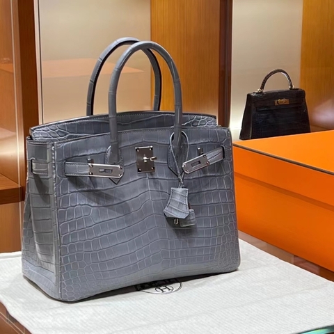 Túi Hermes Birkin Alligator Gris Asphalte 30CM Handmade khâu tay(Giá liên hệ)