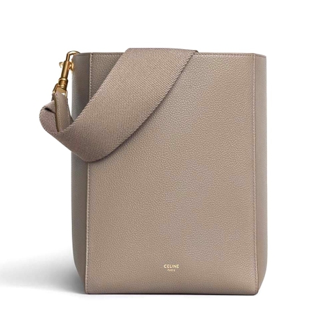 TÚI Celine Women Sangle Small Bucket Bag in Soft Grained Calfskin-Brown