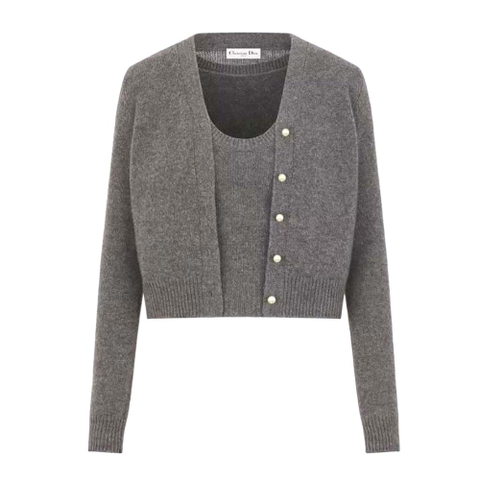 ÁO Dior Women Twin-set Gray Cashmere Knit