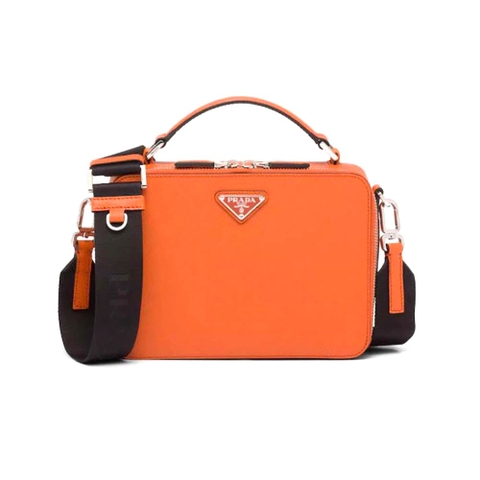 TÚI Prada Men Brique Saffiano Leather Bag-Orange