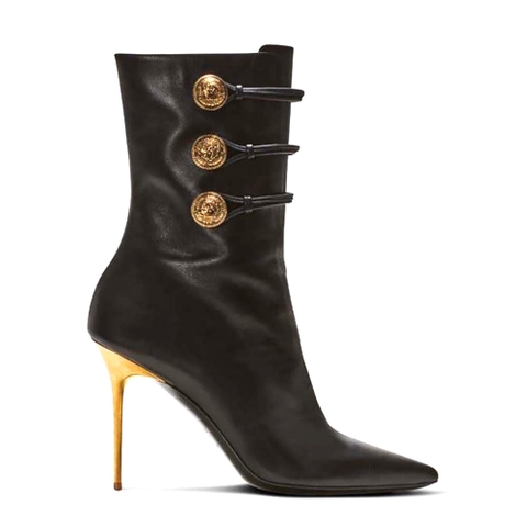GIÀY Balmain Women Alma Leather Ankle Boots in Smooth Leather-Black