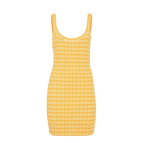 VÁY Fendi Women Made of Viscose with an Orange and White Jacquard FF Motif