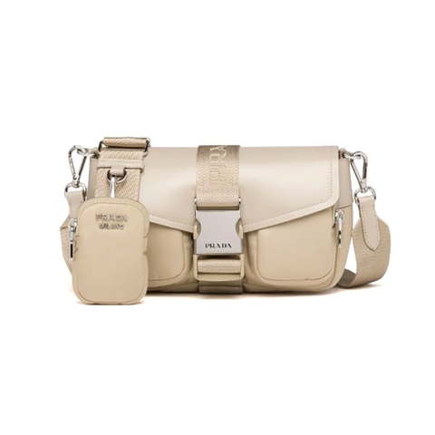 TÚI Prada Women Pocket Nylon and Brushed Leather Bag