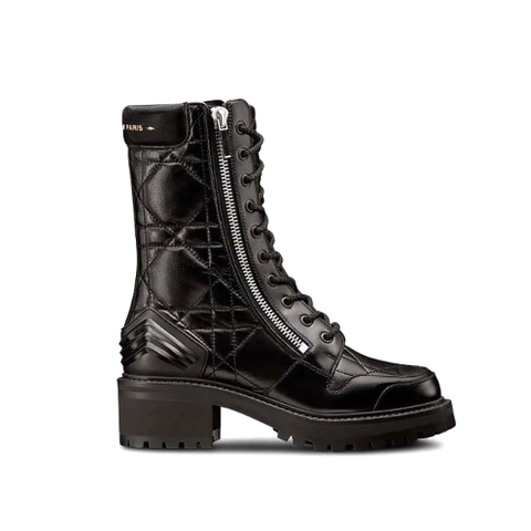 GIÀY Dior Women D-Leader Ankle Boot Black Quilted Cannage Calfskin