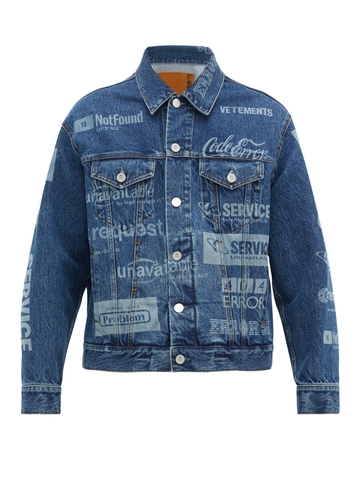 ÁO VETEMENTS  Error-print denim jacket