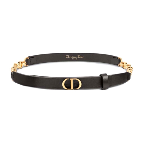 DÂY LƯNG Dior Women Caro Belt Black Smooth Calfskin with Shiny Gold-Finish Metal 15 MM