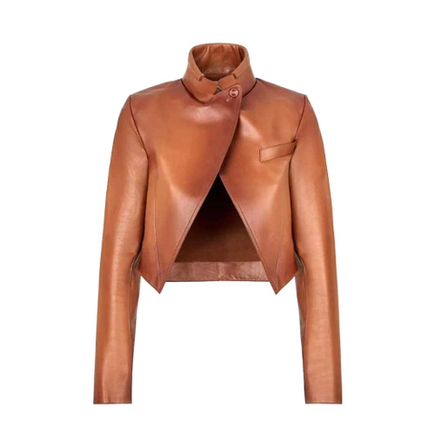 ÁO Fendi Women Shaded-Effect Tan Leather Jacket