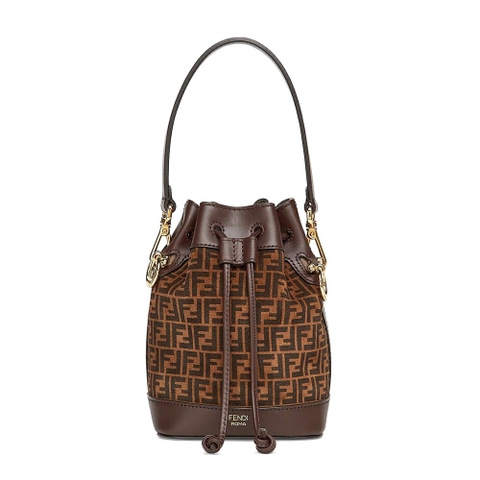 TÚI Fendi Women Mon Tresor Brown Leather Mini-Bag with FF Print