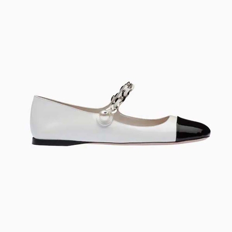 GIÀY Miu Miu Women Patent Leather Ballerinas-White