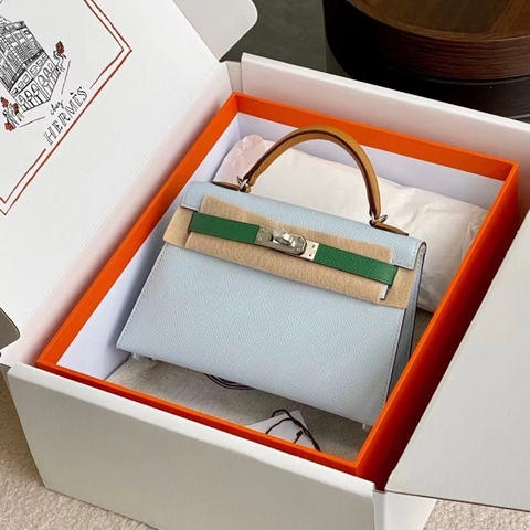 Túi Hermes Mini Kelly Vert Veronese Epsom 19CM Handmade khâu tay(Giá liên hệ)