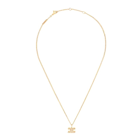 Vòng cổ Celine Women Triomphe Rhinestone Necklace in Brass with Gold Finish and Crystals