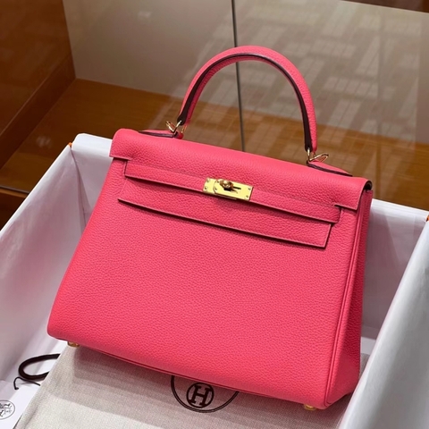 Túi Hermes Kelly  Rose Lipstick Togo  25CM/28CM Handmade khâu tay(Giá liên hệ)