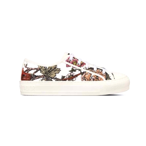 GIÀY Dior Women Walk’N’Dior Sneaker White Multicolor Cotton with Dior Jardin Botanique Embroidery