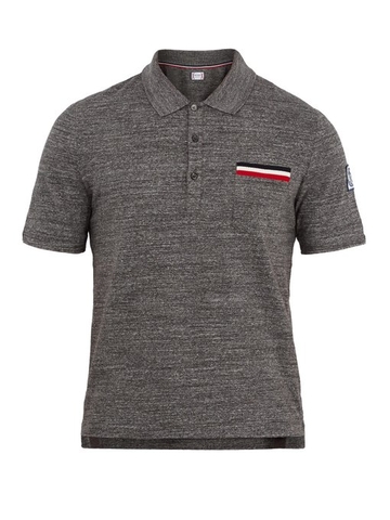 ÁO POLO MONCLER GAMME BLEU Patch-pocket cotton polo shirt