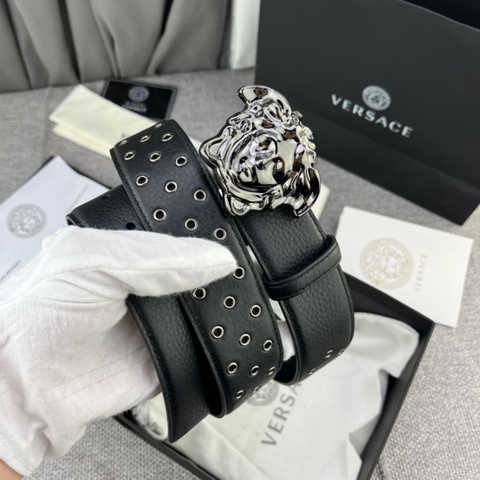 DÂY LƯNG VERSACE MEDUSA HEAD CALFSKIN LEATHER Khóa đen