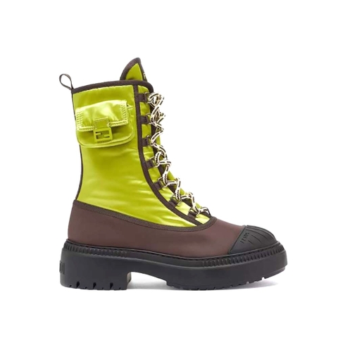 GIÀY Fendi Women Domino Acid Green Nylon Biker Boots