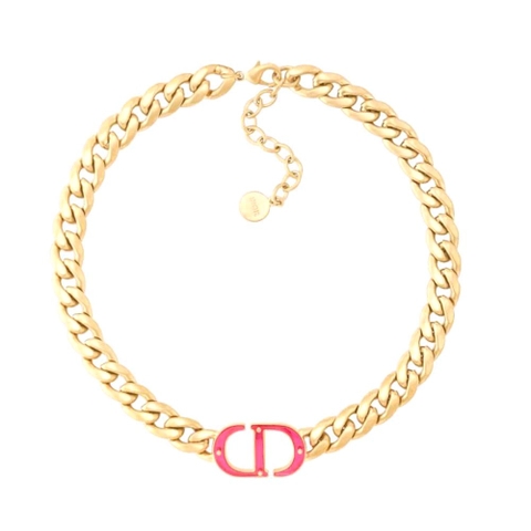 Vòng cổ Dior Women 30 Montaigne Necklace Gold-Finish Metal and Fluorescent Pink Transparent Resin