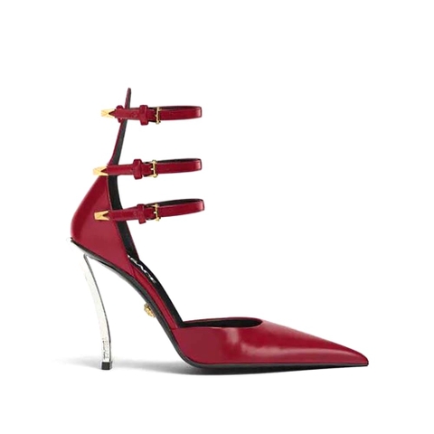 GIÀY Versace Women Pin-Point Pumps in Calf Leather-Maroon