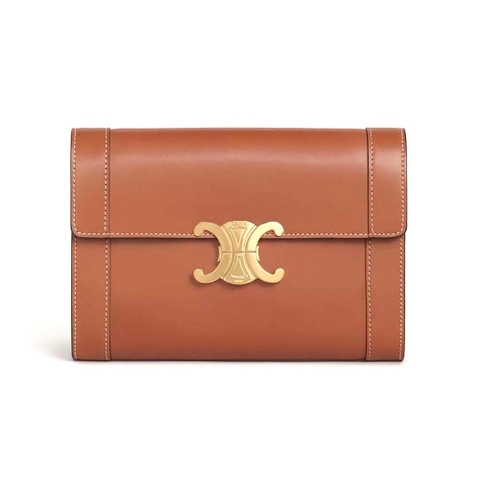 TÚI Celine Women Strap Bag Triomphe in Natural Calfskin-Brown