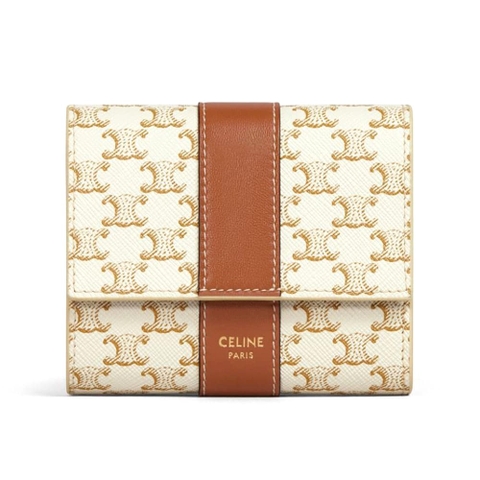 Ví Celine Women Small Trifold Wallet in Triomphe Canvas and Lam