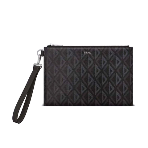 TÚI Dior A5 Pouch Black CD Diamond Canvas
