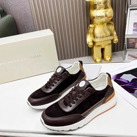 GIÀY BRUNELLO CUCINELLI Suede Burgundy Sneaker shoes