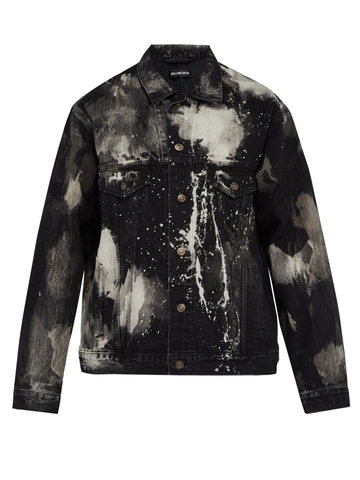ÁO BALENCIAGA  Paint-splattered denim jacket