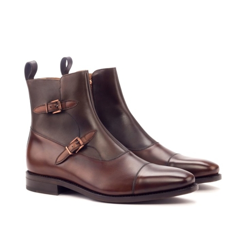 HENDERSON SHOES PERSONALIZATION BALDINI Double Monk Boots Two-Tone Leather Design HANDCRAFTED SHOES