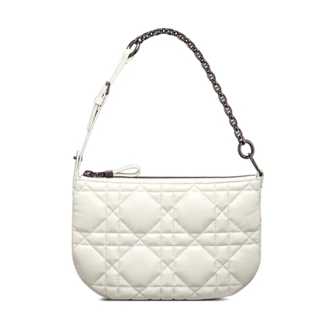 TÚI Dior Women Mini Dior Caro Tulip Bag Latte Quilted Macrocannage Calfskin Top Quality