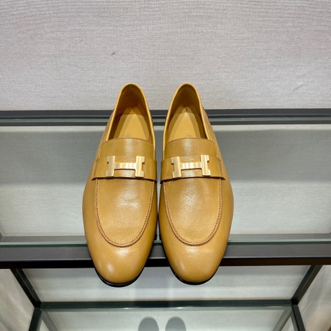 GIÀY HERMES LEATHER BROWN LOAFER SHOES