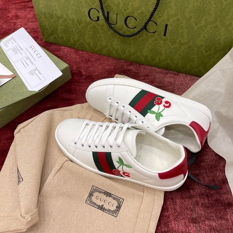 GIÀY GUCCI Leather Ace Sneakers Cherry White