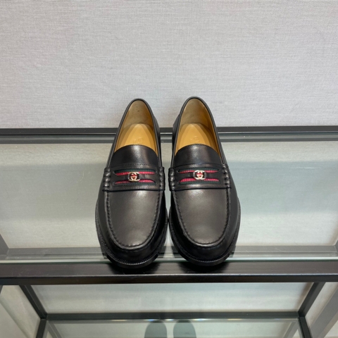 GIÀY GUCCI GG LEATHER  LOGO LOAFER SHOES