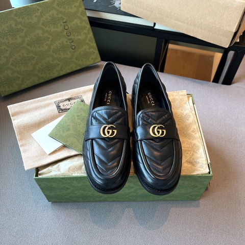 GIÀY GUCCI GG LEATHER LOGO LOAFER SHOES