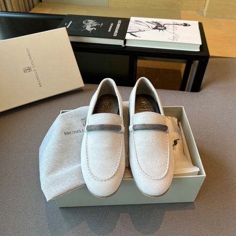 GIÀY BRUNELLO CUCINELLI white suede loafer