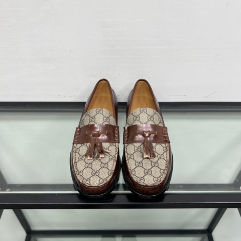 GIÀY GUCCI GG LEATHER  LOGO LOAFER SHOES