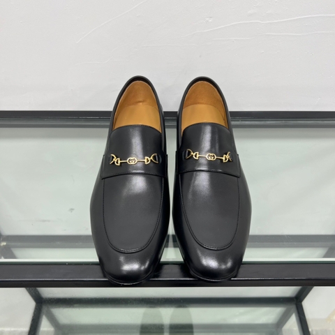GIÀY GUCCI GG LEATHER  LOGO LOAFER SHOES