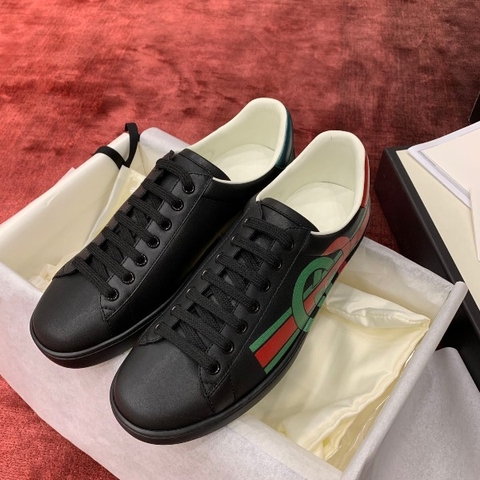 GIÀY GUCCI Leather Ace Sneakers Interlocking GG Black
