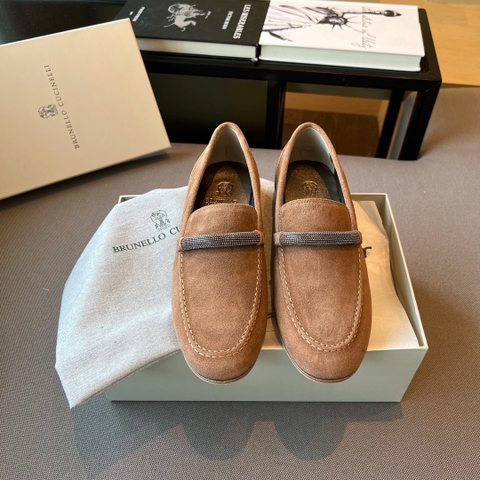GIÀY BRUNELLO CUCINELLI brown suede loafer