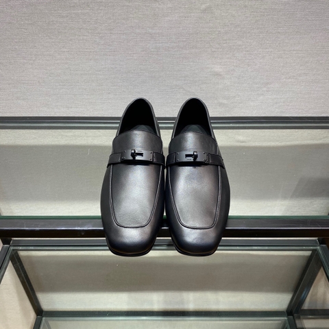 GIÀY HERMES KELLY LEATHER BLACK LOAFER SHOES