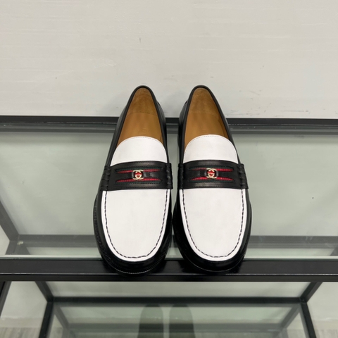 GIÀY GUCCI GG LEATHER  LOGO LOAFER SHOES