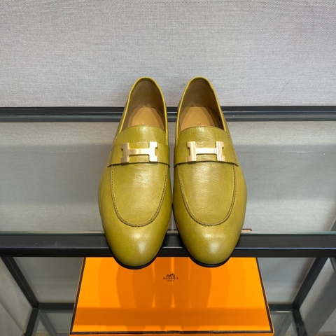 GIÀY HERMES LEATHER GREEN LOAFER SHOES