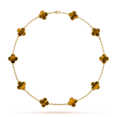 DÂY CHUYỀN VAN CLEEF & ARPELS ALHAMBRA TIGER EYE 18K YELLOW GOLD 10 MOTIFS