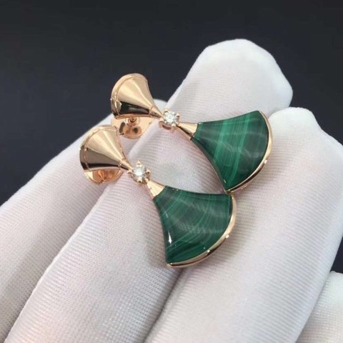 BÔNG TAI BVLGARI DIVAS DREAM MALACHITE AND DIAMOND ROSE GOLD 18K