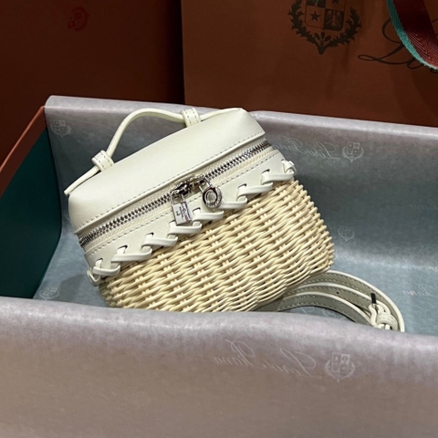 TÚI Loro Piana Women Extra Pocket Cross Body Wicker bằng da bê kết hợp tre đan
