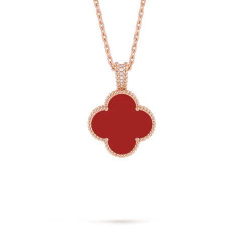 DÂY CHUYỀN VAN CLEEF & ARPELS ALHAMBRA SECRET CARNELIAN 18K ROSE GOLD DIAMOND