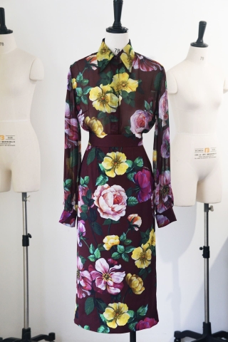 BỘ ĐỒ DOLCE & GABBANA HIGH NECK YELLOW PINK FLORAL PARTY High Classy